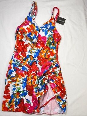 AIDONGER Women’s Floral One-Piece Swimdress - Multicolor | L | New with Tags